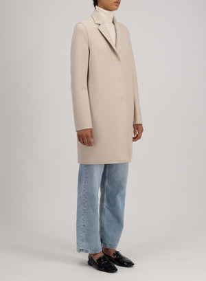 Cocoon coat pressed wool