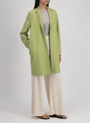 Cocoon coat in light pressed wool