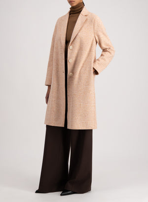 Overcoat wool & silk P.O.W pattern crafted with Loro Piana fabric