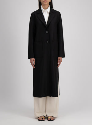 Long boxy coat light pressed wool