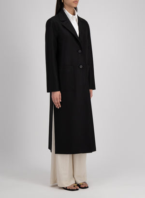 Long boxy coat light pressed wool