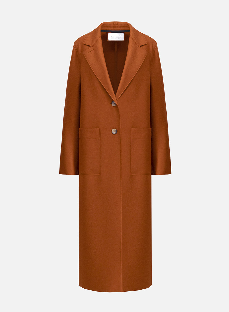 Long boxy coat light pressed wool