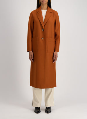 Long boxy coat light pressed wool