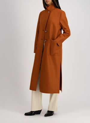 Long boxy coat light pressed wool