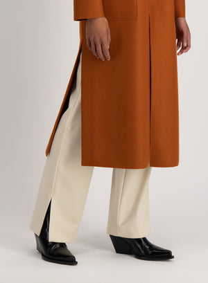 Long boxy coat light pressed wool