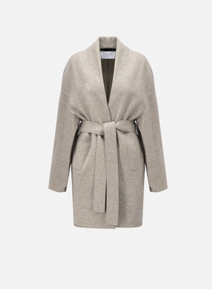 Belted cardigan flannel cashmere crafted with Loro Piana fabric