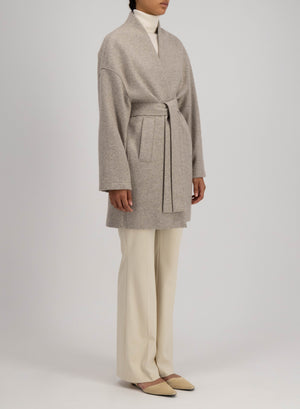 Belted cardigan flannel cashmere crafted with Loro Piana fabric