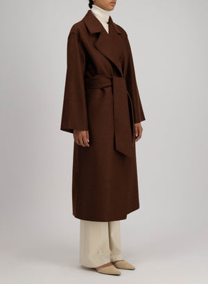 Belted clutch coat pressed wool