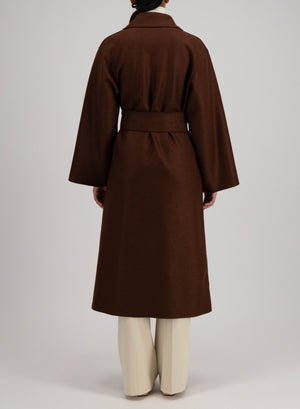 Belted clutch coat pressed wool