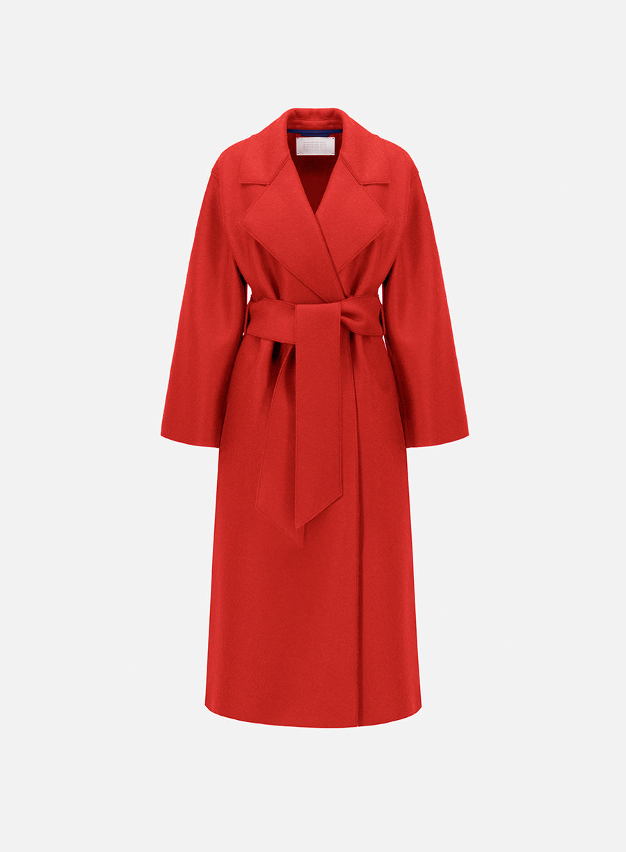 Belted clutch coat pressed wool - Harris Wharf London .com