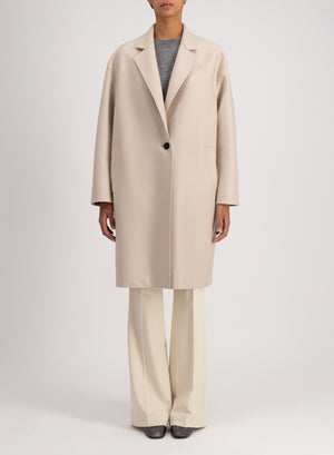 Oversized coat pressed wool and polaire