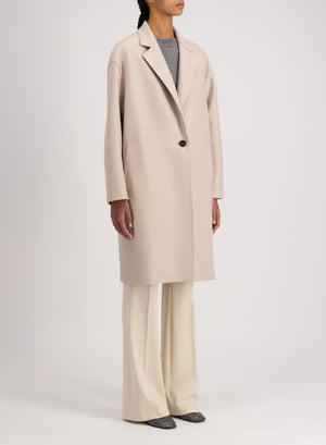 Oversized coat pressed wool and polaire