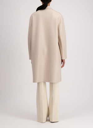 Oversized coat pressed wool and polaire