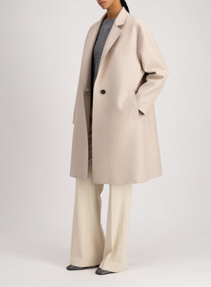 Oversized coat pressed wool and polaire