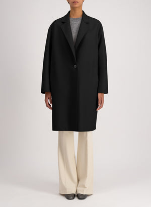 Oversized coat pressed wool and polaire