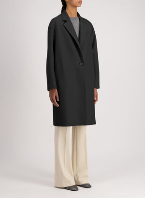 Oversized coat pressed wool and polaire