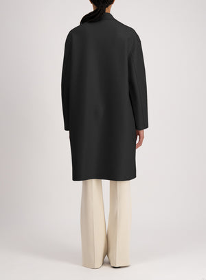 Oversized coat pressed wool and polaire