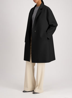 Oversized coat pressed wool and polaire