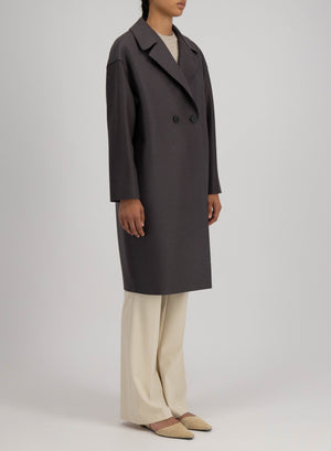 Dropped shoulder coat pressed wool