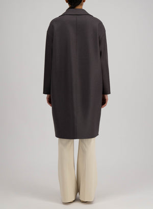 Dropped shoulder coat pressed wool