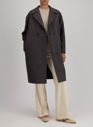 Dropped shoulder coat pressed wool