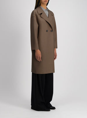 Dropped shoulder coat pressed wool