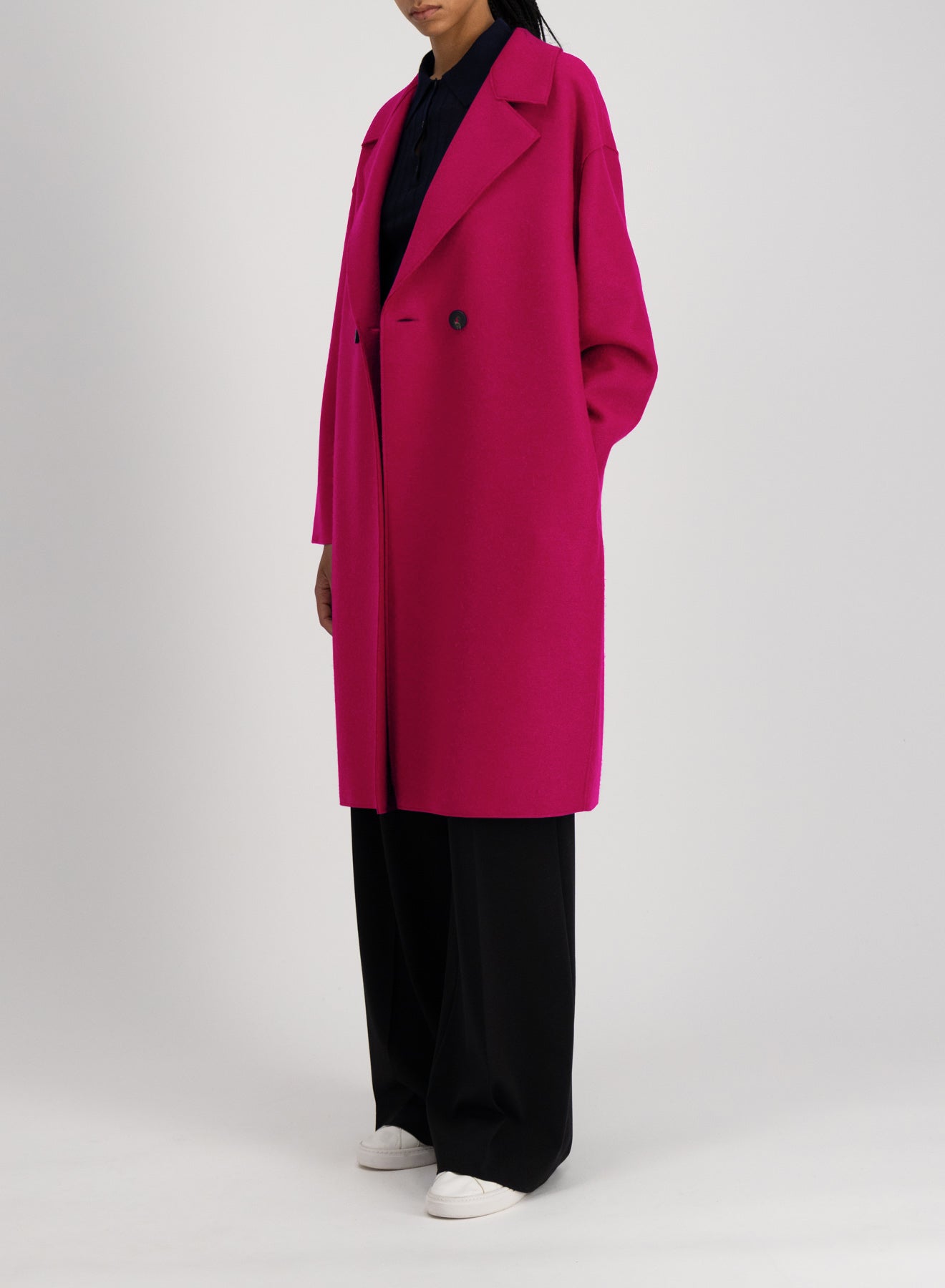 Dropped shoulder coat pressed wool