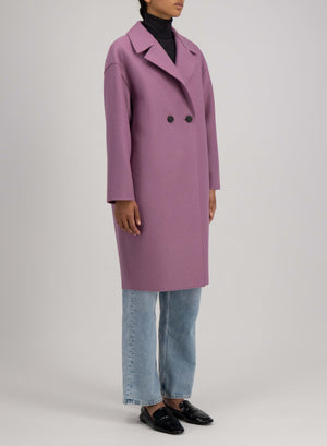 Dropped shoulder coat pressed wool