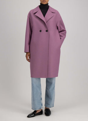 Dropped shoulder coat pressed wool