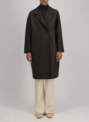 Dropped shoulder coat pressed wool