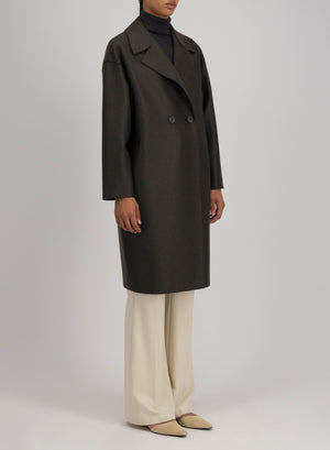 Dropped shoulder coat pressed wool