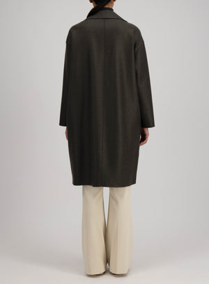 Dropped shoulder coat pressed wool