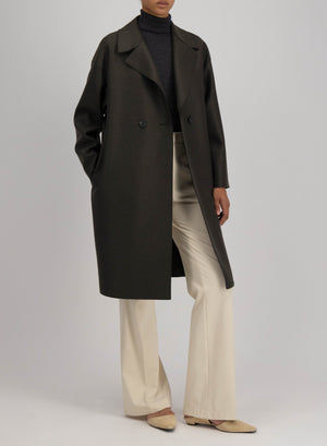 Dropped shoulder coat pressed wool