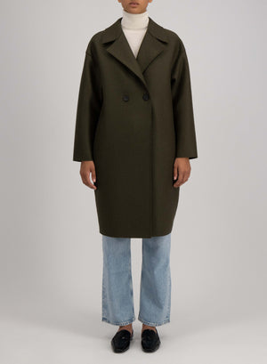 Dropped shoulder coat pressed wool