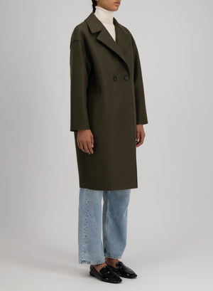 Dropped shoulder coat pressed wool