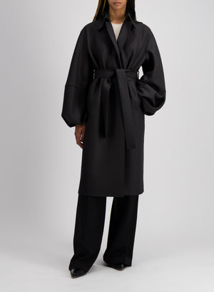 Puff sleeves coat pressed wool