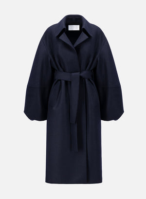 Puff sleeves coat pressed wool