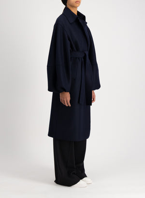 Puff sleeves coat pressed wool