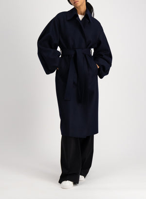 Puff sleeves coat pressed wool