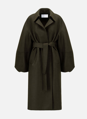 Puff sleeves coat pressed wool