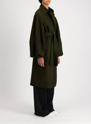 Puff sleeves coat pressed wool