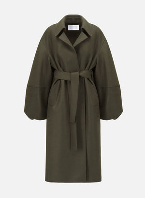 Puff sleeves coat pressed wool