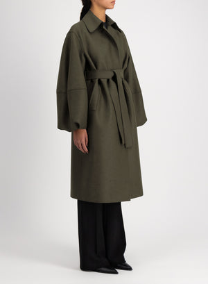 Puff sleeves coat pressed wool