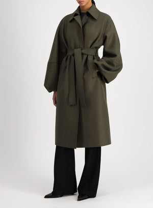 Puff sleeves coat pressed wool