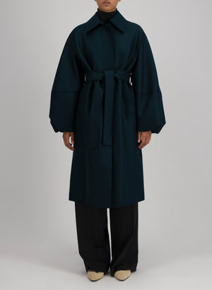 Puff sleeves coat pressed wool