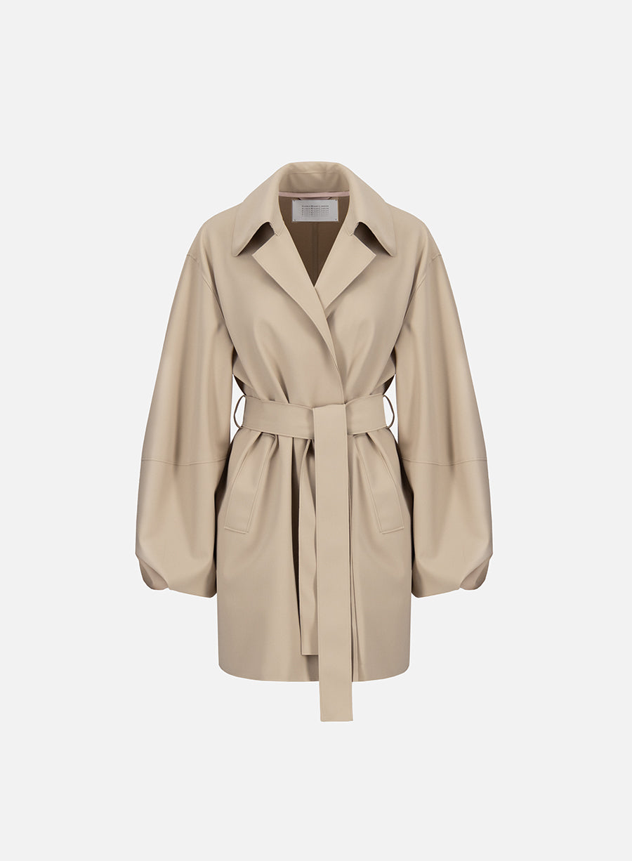 Long boxy coat light pressed wool - Harris Wharf London .com