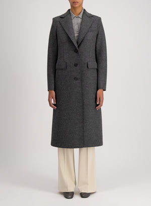 Coat with shoulder pads pressed wool