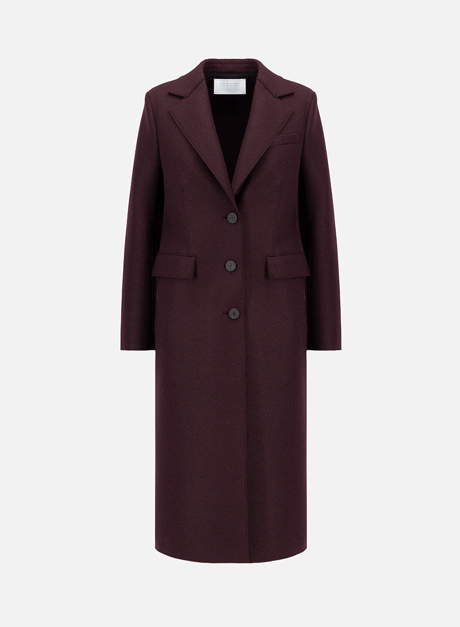 Coat with shoulder pads pressed wool