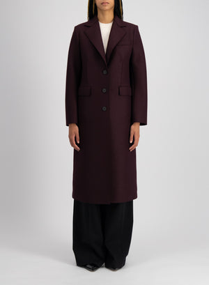 Coat with shoulder pads pressed wool