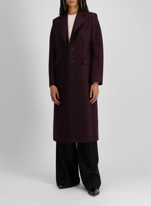 Coat with shoulder pads pressed wool